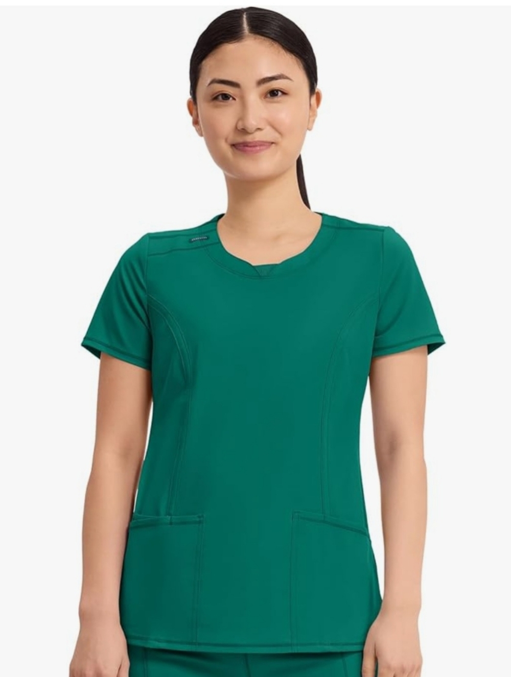 Women's Hunter Green Short Sleeve Crew Neck Scrub Top Cherokee Infinity